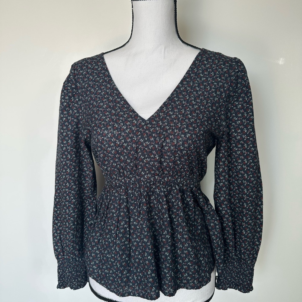Madewell Black Peplum Long Sleeve Blouse size S - Picture 6 of 15